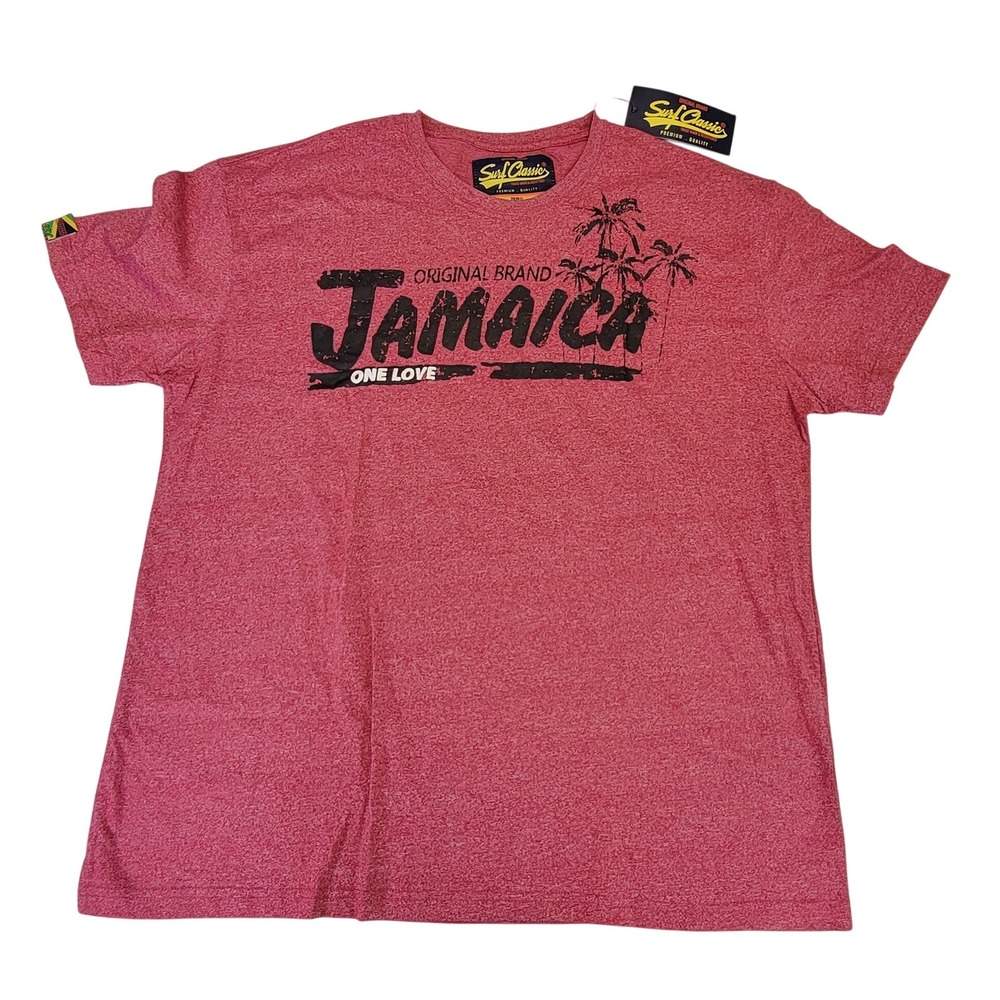 Surf Classics Jamaica Original Brand One Love Heather Red Graphic T-Shirt Men XL